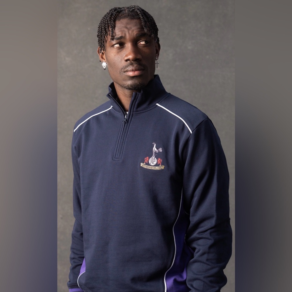 tottenham hotspur Spurs Mens Retro Crest 1/4 Zip Sweatshirt